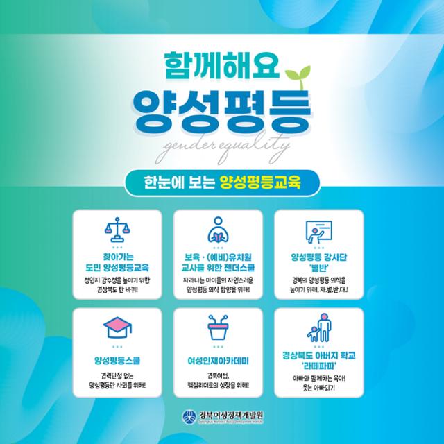 경북여성정책개발원이 다음달 1~3일 문경실내체육관에서 열리는 평생교육박람회에서 양성평등 홍보 부스를 운영한다. 경북여성정책개발원 제공