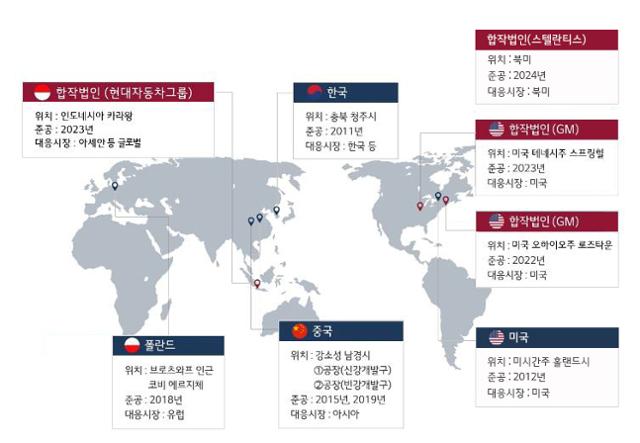 LG에너지솔루션 글로벌 배터리 생산 공장 구축 현황. LG에너지솔루션 제공