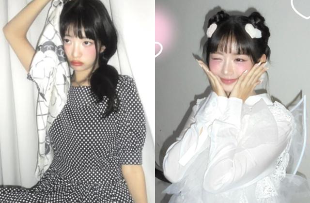 IVE’s Rei showcases the so-called 'Igari makeup' look. Captured from Rei’s social media. 