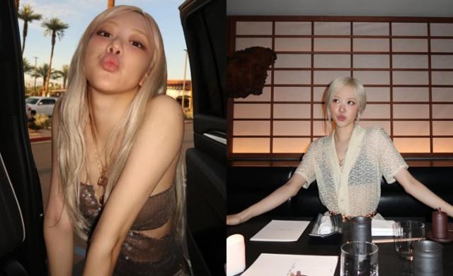 Rosé of BLACKPINK slims and bleaches her brows to match her lightened hair, completing a refined skinny brow look. Captured from Rosé's social media