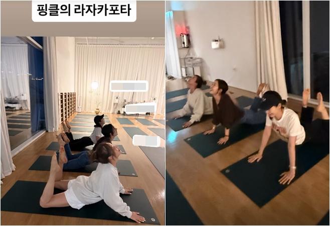Fin.K.L members gather at a yoga studio run by Lee Hyori. Captured from social media
